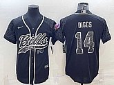 Men's Buffalo Bills #14 Stefon Diggs Black Reflective With Patch Cool Base Stitched Baseball Jersey,baseball caps,new era cap wholesale,wholesale hats